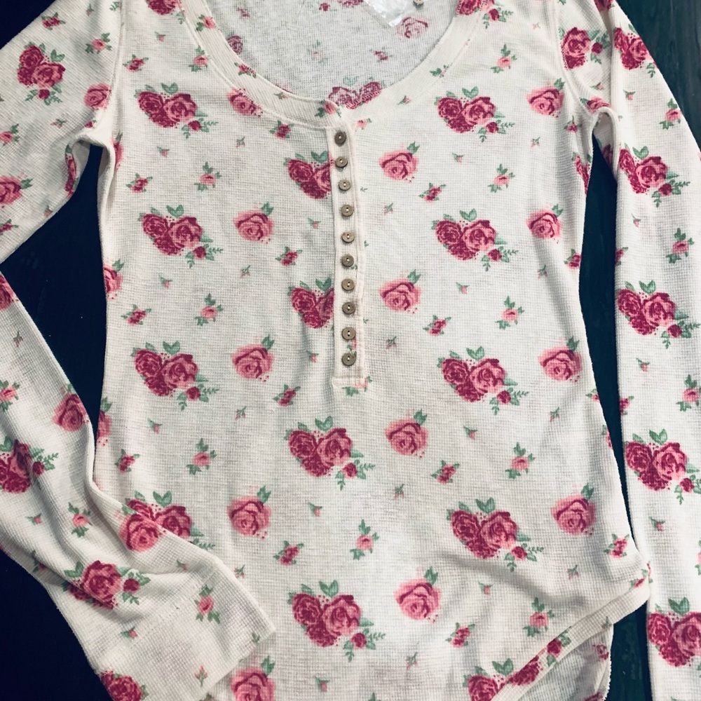 Free People Bodysuit, Intimately size M, rose print NWT